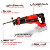 EINHELL TE-AP 18/28 Li BL-Solo, Sierra de sable rojo/Negro