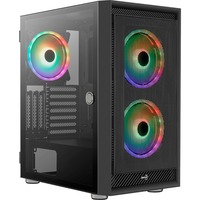 Aerocool GRAPHITEV3 Carcasa de Ordenador 3 Ventiladores ARGB 14cm, Cajas de torre negro, Midi Tower, PC, Negro, ATX, micro ATX, Mini-ITX, ABS, SPCC, Acero, Azul, Verde, Rojo